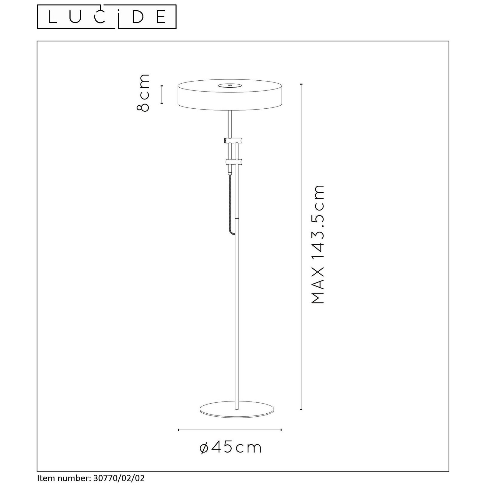 Lampadaire Giada avec abat-jour plat en doré