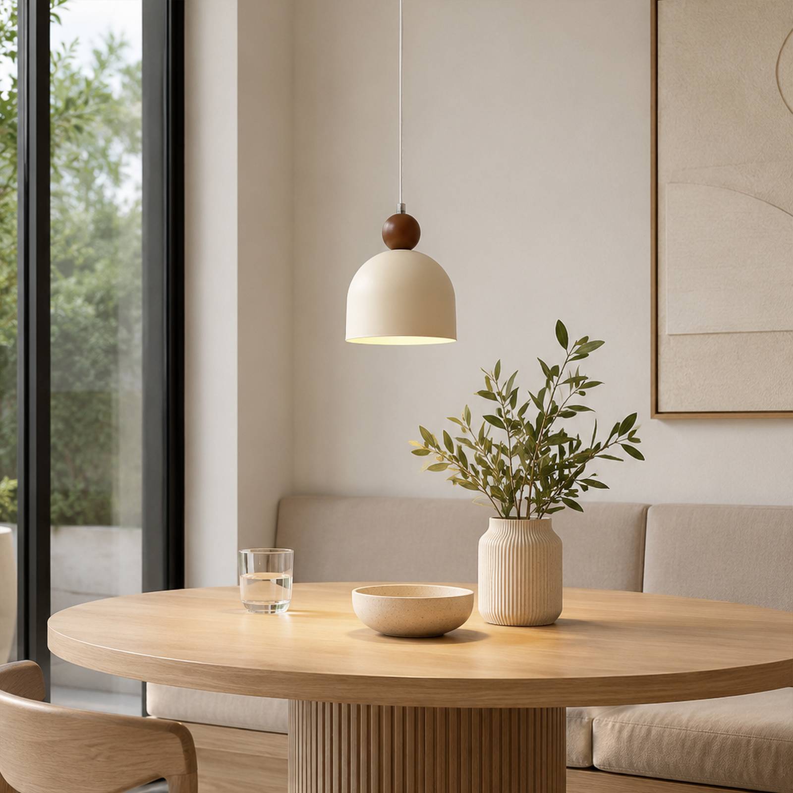 Milagro Lighting Hanglamp Timon, taupe/beige, Ø 17 cm, metaal