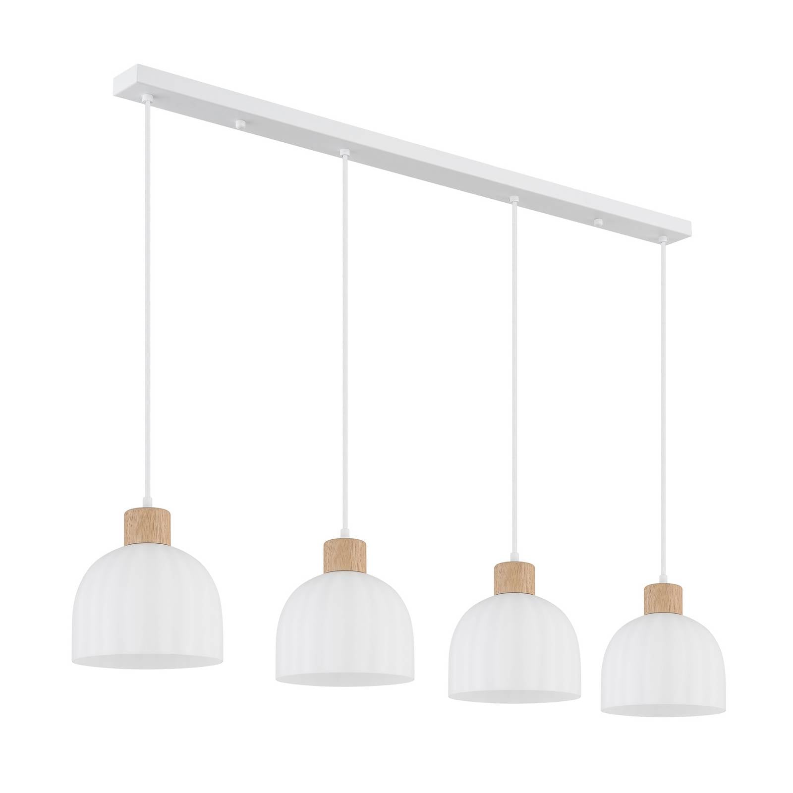 Hängeleuchte Swanson Länge 113 cm weiß/braun Glas/Holz 4fl