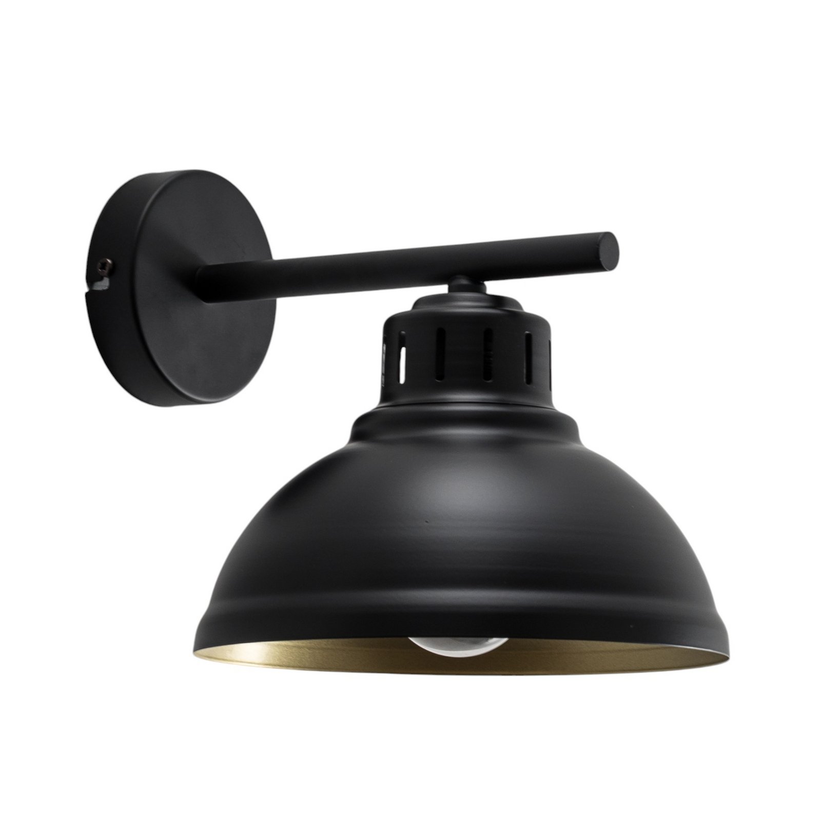 Aplică de perete Sven, negru-auriu, Ø 21 cm, oțel