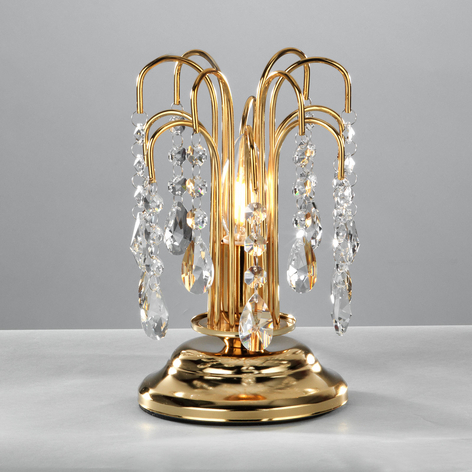 Pioggia bordlampe med krystalregn, 26 cm, guld