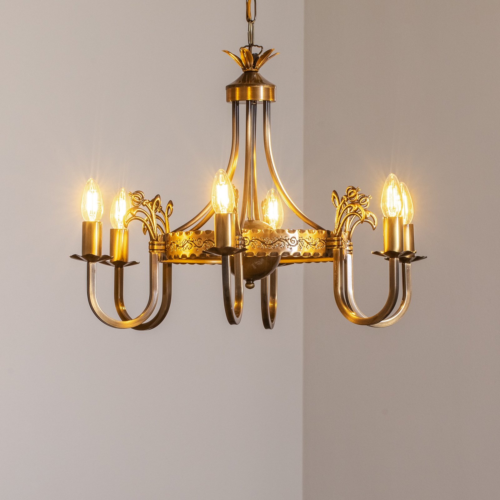 Luster Castle, svetlo patinovaný, Ø 62 cm, kov, 6-pl.