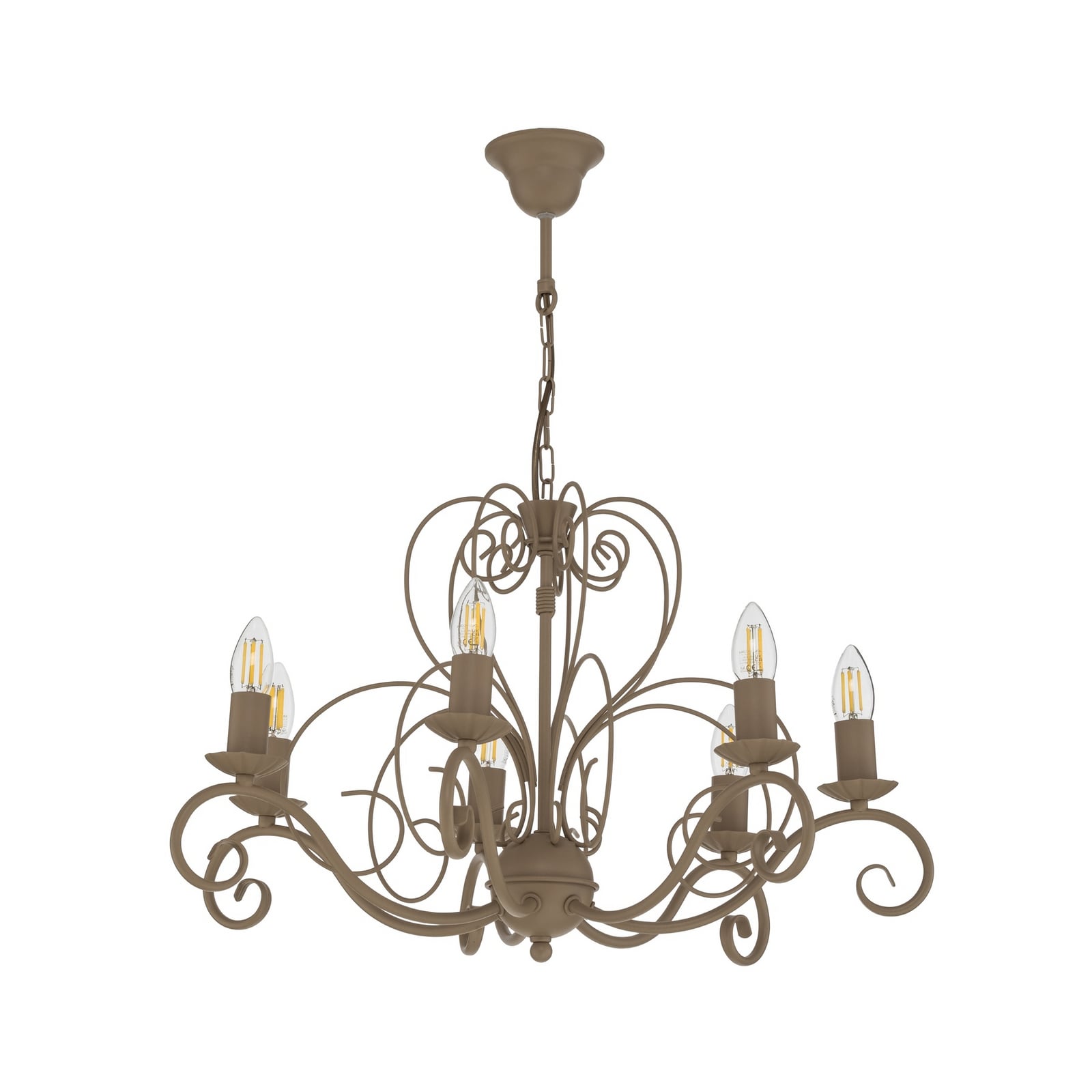 Lustre Mauro, bege, 7 lâmpadas, Ø 62 cm, metal, E14
