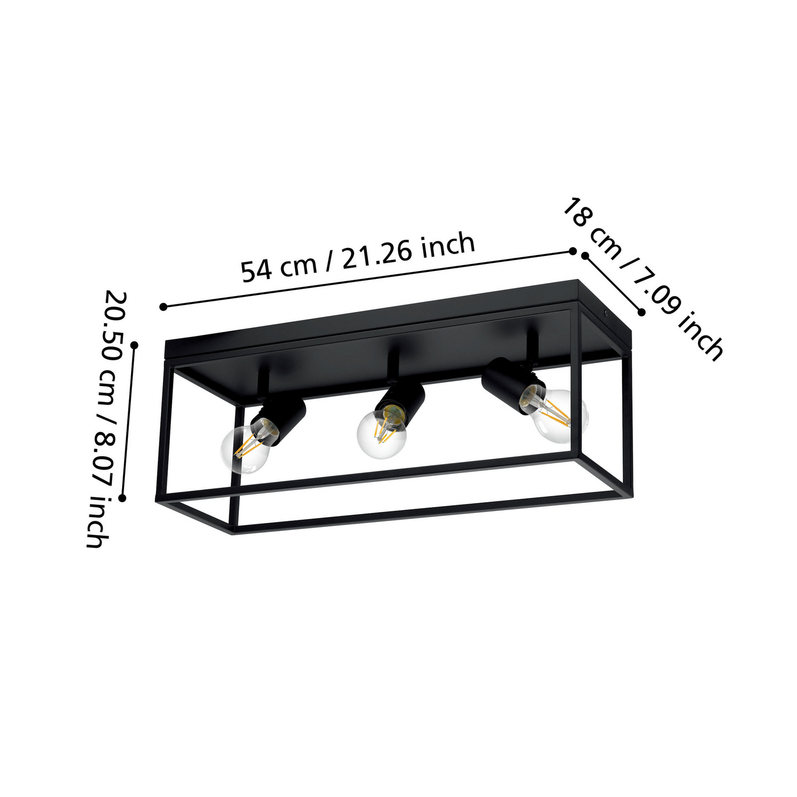 Silentina plafonieră trei surse, 54x18cm Silentina plafonieră trei surse, 54x18cm