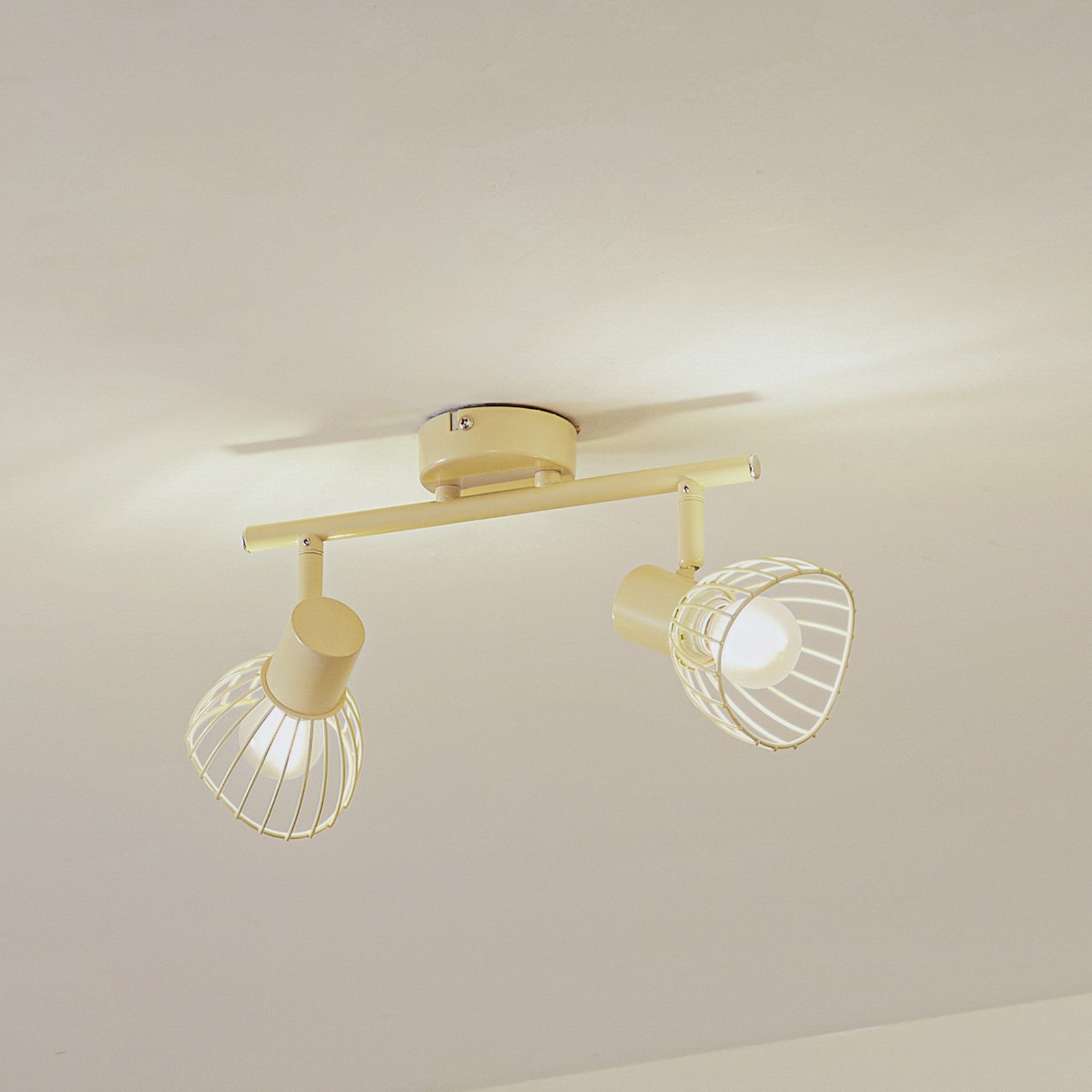 Lindby plafonieră Piena bej 2 becuri metal 39cm - Camera de zi / sufragerie - modern