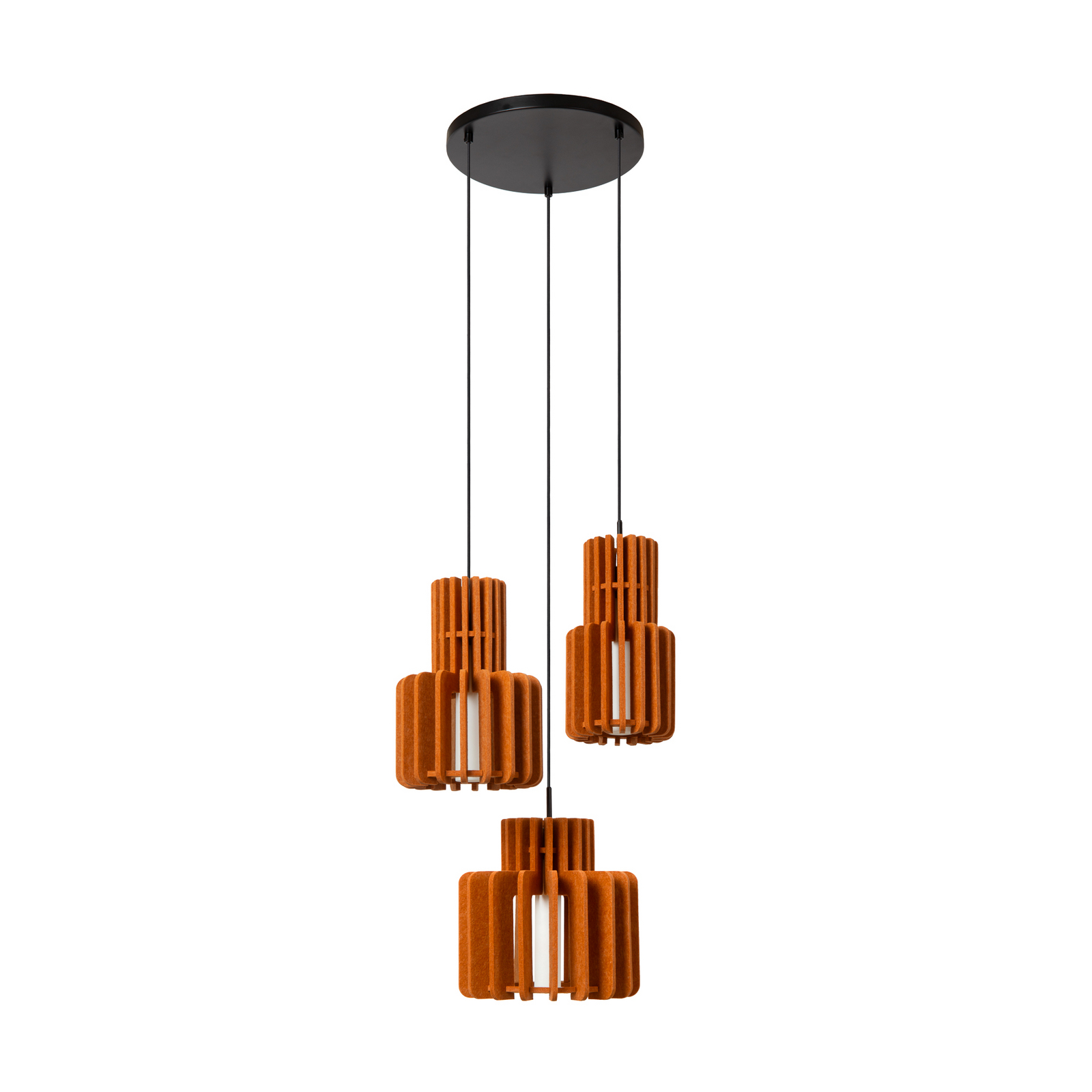 Lampă suspendată Rollo, teracotă, Ø 50 cm, țesătură/metal, 3 becuri.