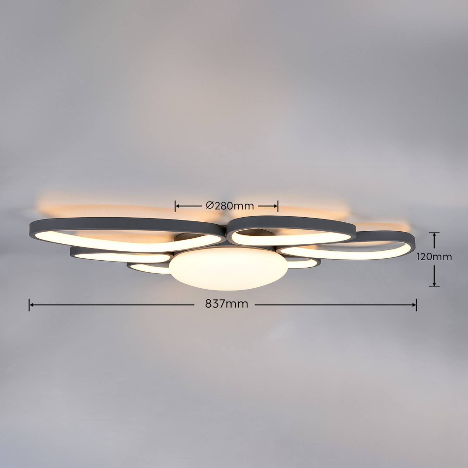 LED-taklampe Amelio, svart, 85 cm, CCT, fjernkontroll
