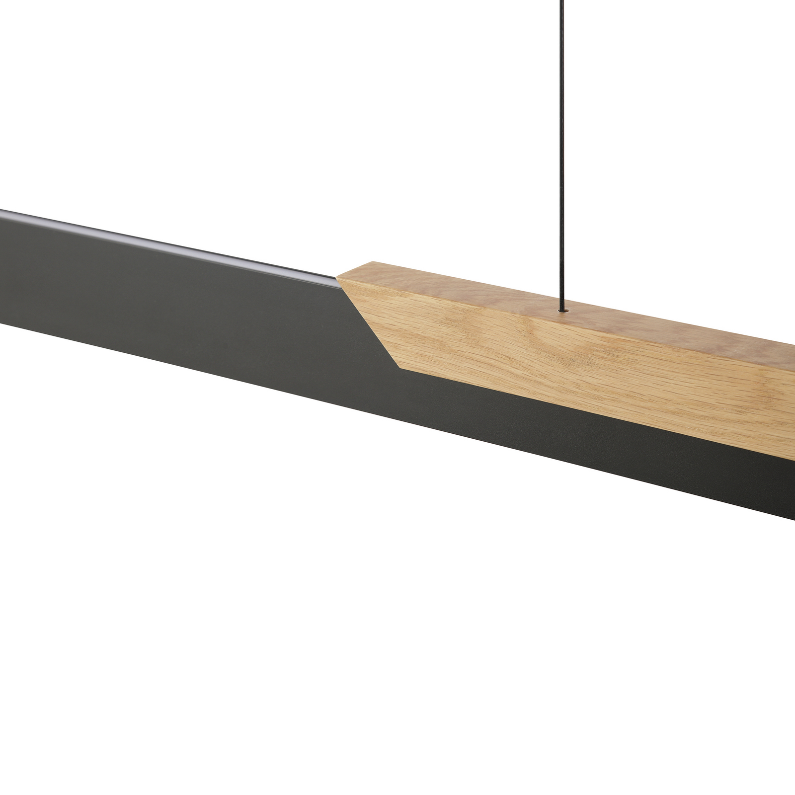 LED висяща лампа Arcus, черна/кафява Дължина 121 cm Метал/дърво