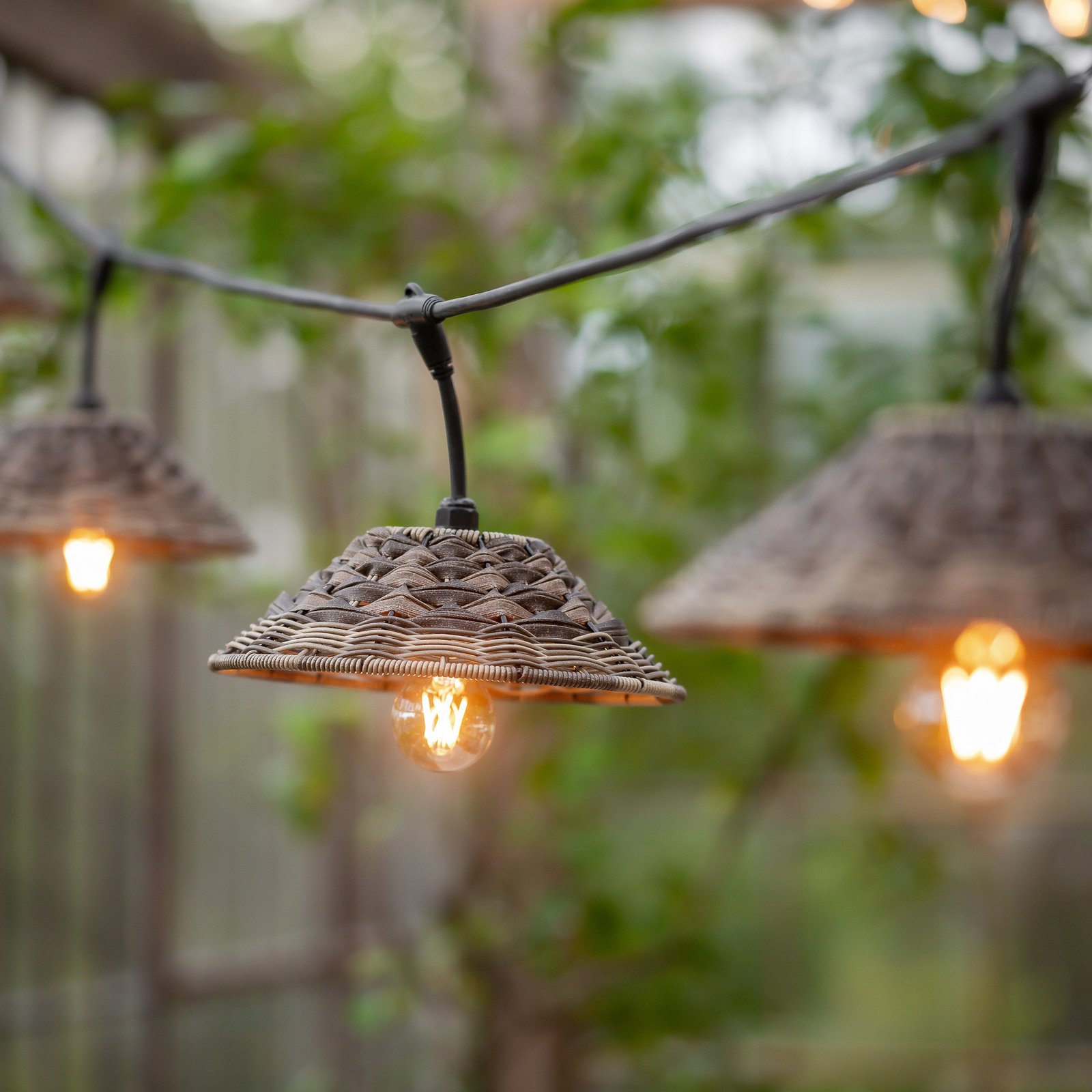 PR Home outdoor fairy lights LIS, rattan look, 5-bulb