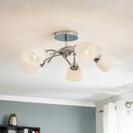 Varietta ceiling lamp, glass, chrome 5-bulb