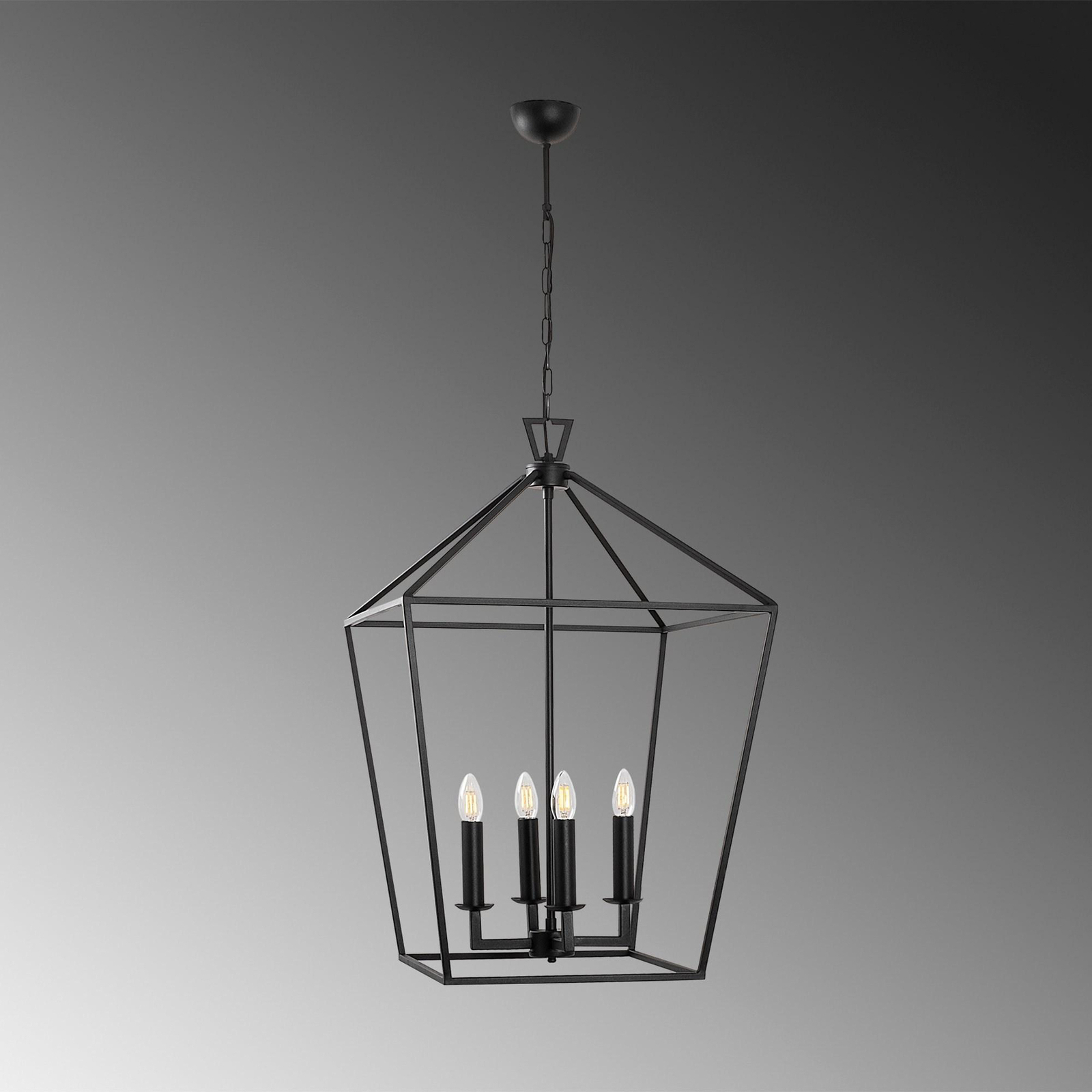 Lustre Till 13251, preto, metal, quatro luzes