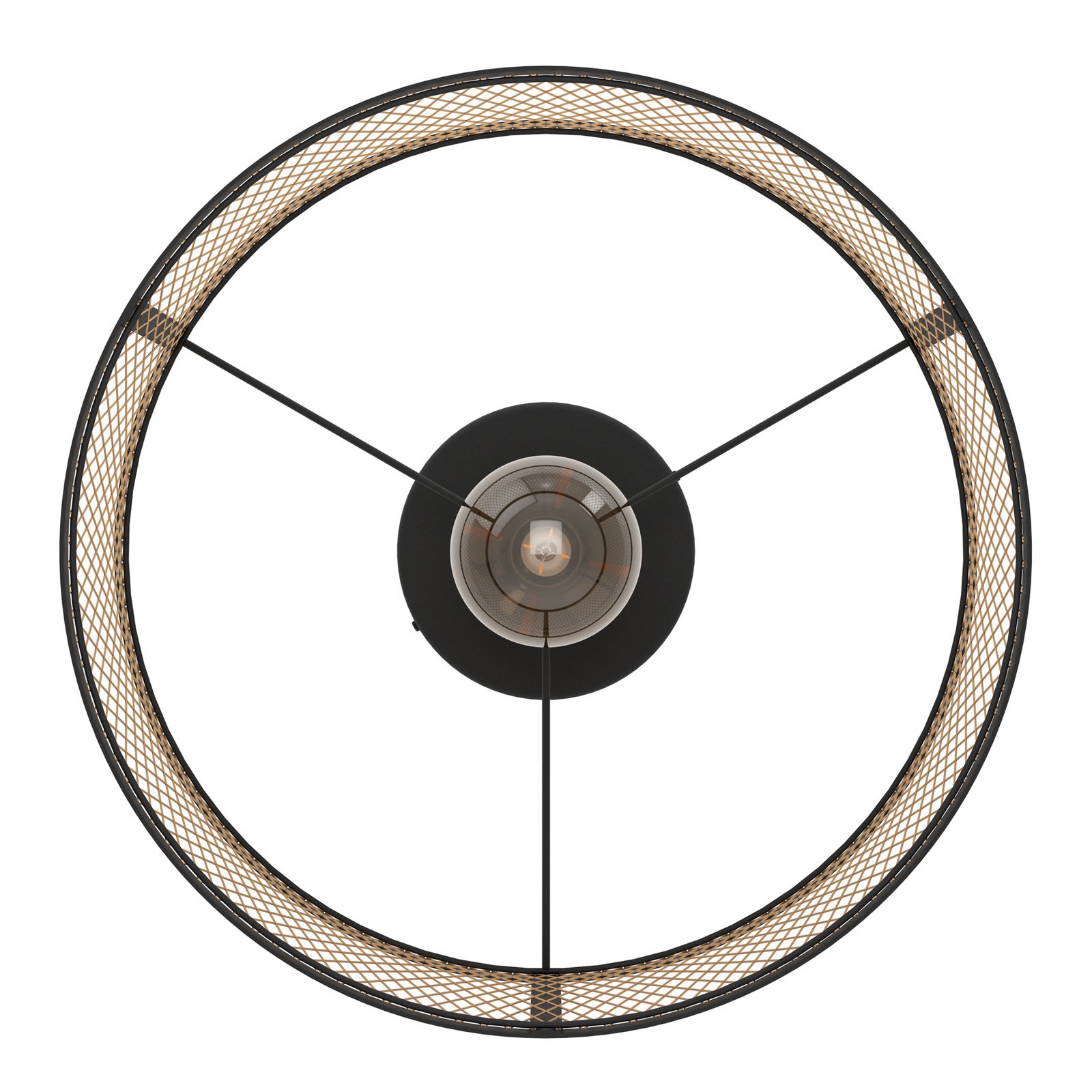 Stropní svítidlo Dellow, Ø 45 cm, černá/mosazná barva, ocel