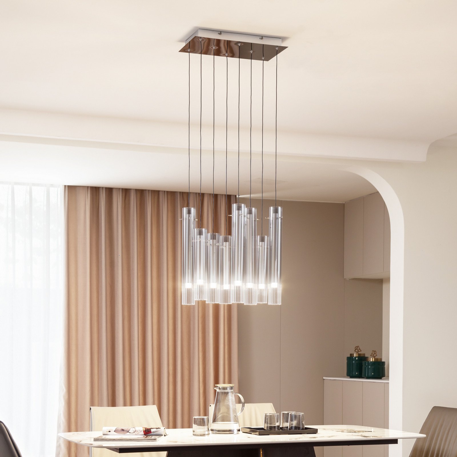 Lucande LED plafonieră cu LED-uri Korvitha 8 lumini gri sticlă - Camera de zi / sufragerie - modern - gri fumuriu argintiu