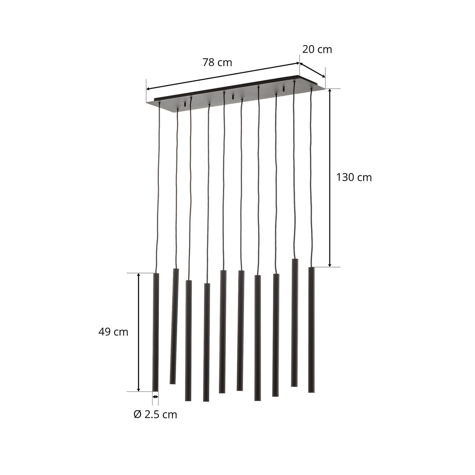 Lampa wisząca Laser 10-punktowa, czarna