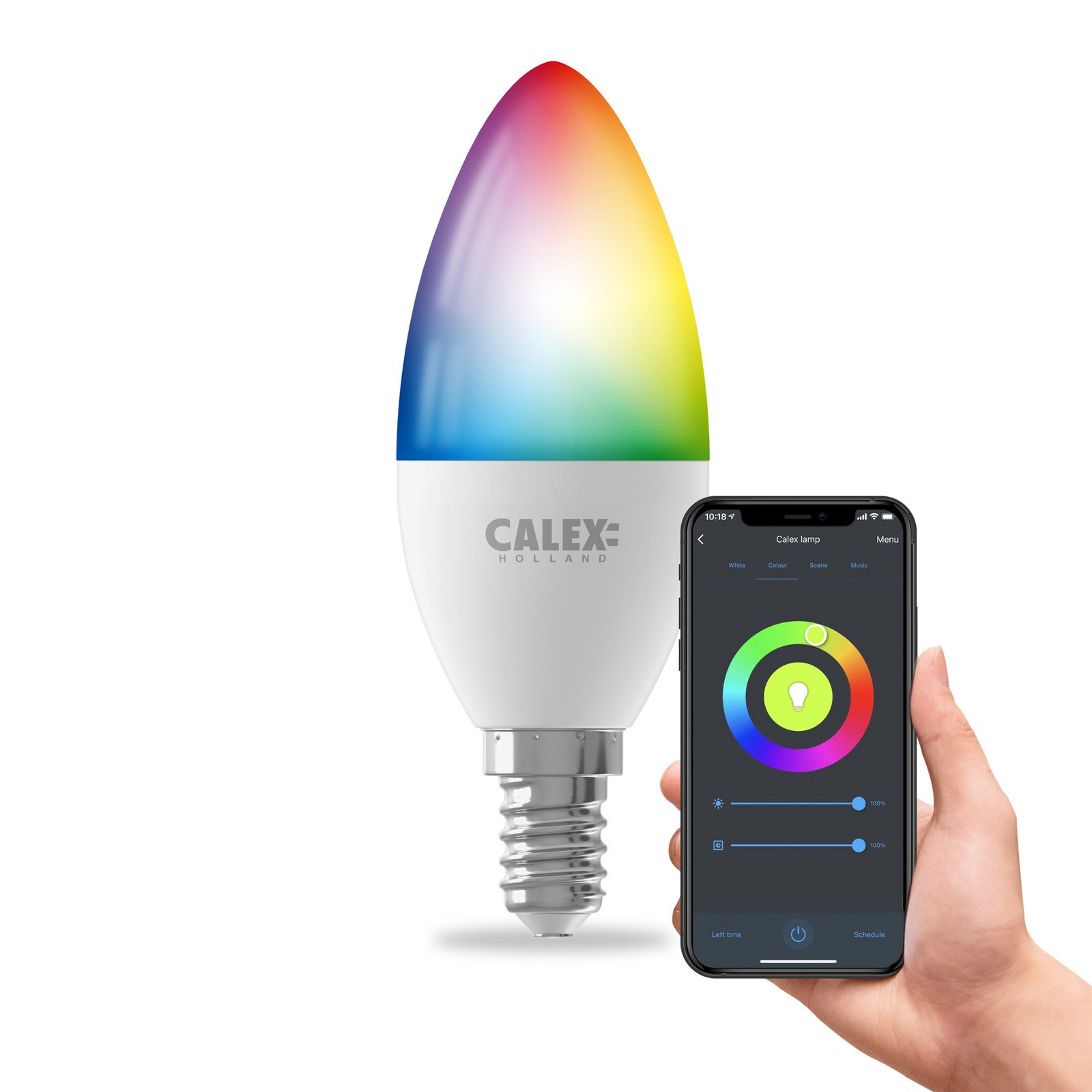 Calex Smart LED lumânare E14 B35 4.9W CCT RGB - Plastic