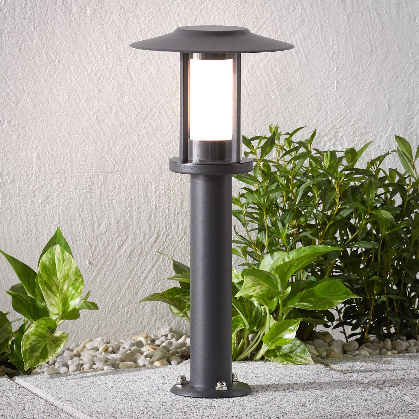 Lindby LED pillar light Gregory grey, stainless steel, polycarbonate, 5 W, H: 44 cm