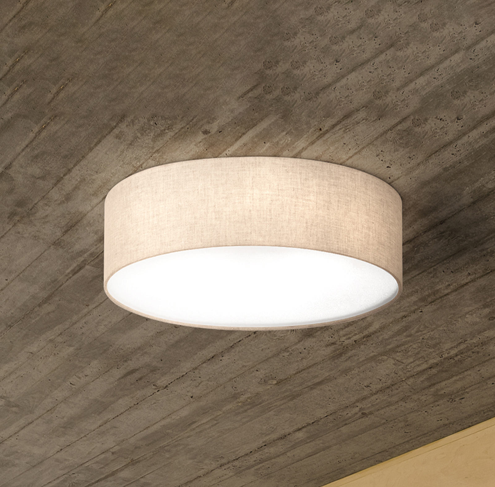 Thor textile ceiling light, sand, Ø 60cm