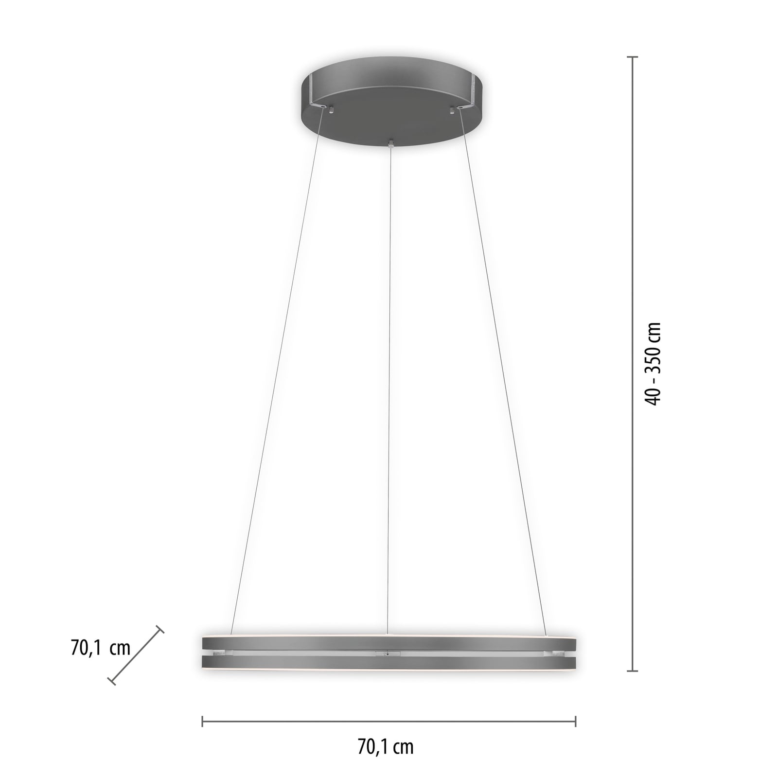 E-Loop LED-Hängeleuchte, mystic grey, Ø70cm, Alu, CCT - PURE E-Loop LED-Hängeleuchte, mystic grey, Ø70cm, Alu, CCT - PURE