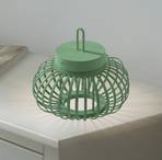 JUST LIGHT. Lampe de table LED rechargeable Akuba, vert, 22 cm, bambou