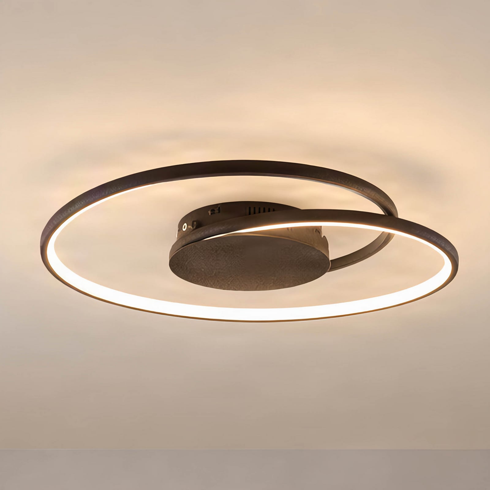 Lindby Joline LED stropna svjetiljka, Ø 45 cm, hrđavo smeđa, metal