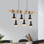 Pendellampe Townshend mit Holz, sechsflammig