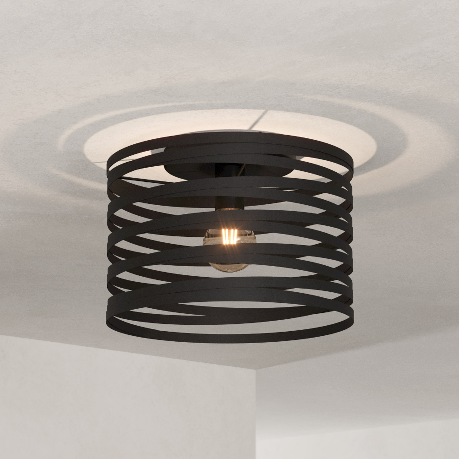 Cremella ceiling light, ring design, black