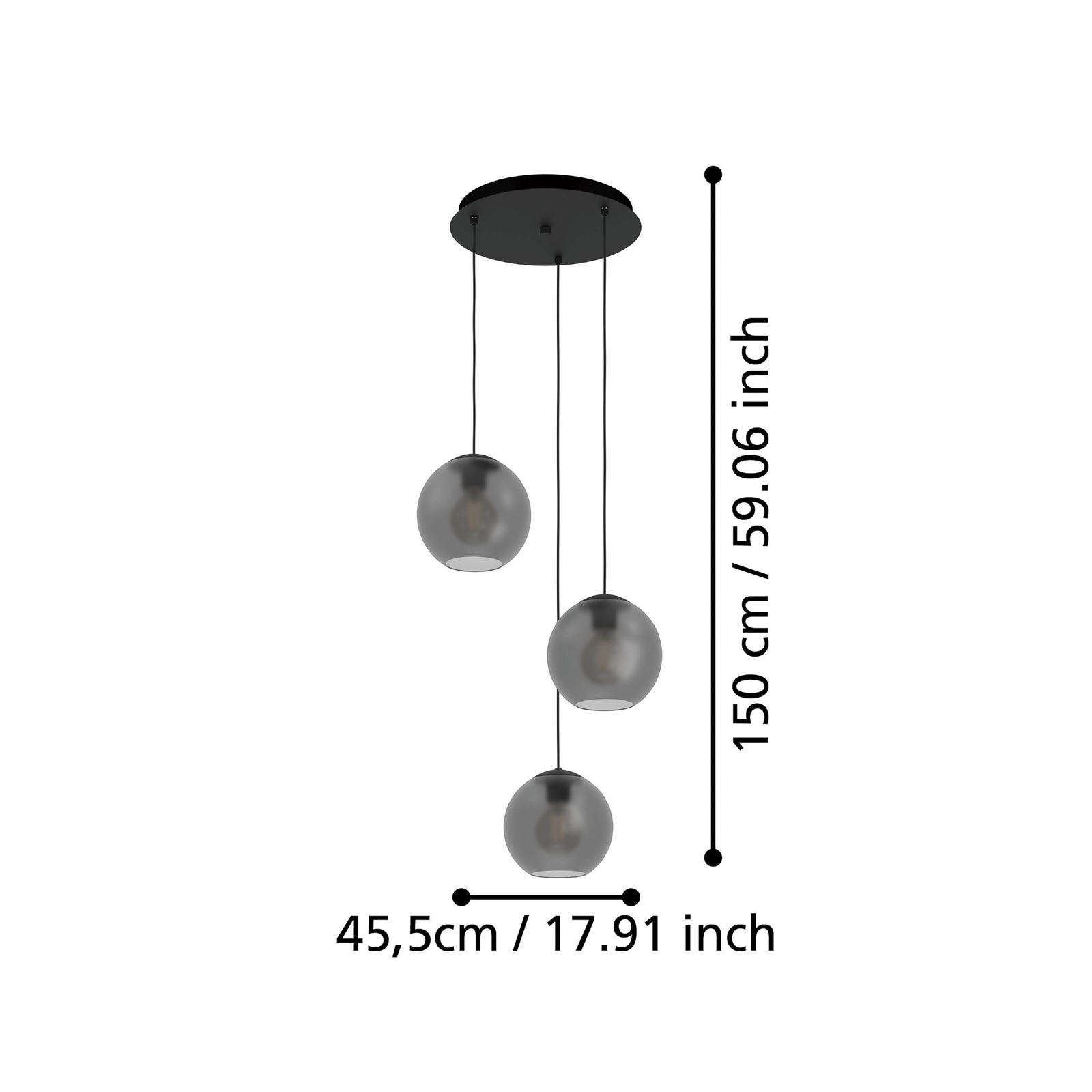 Suspension Arangona, grise, Ø 46 cm, à 3 lampes - Stars of Light