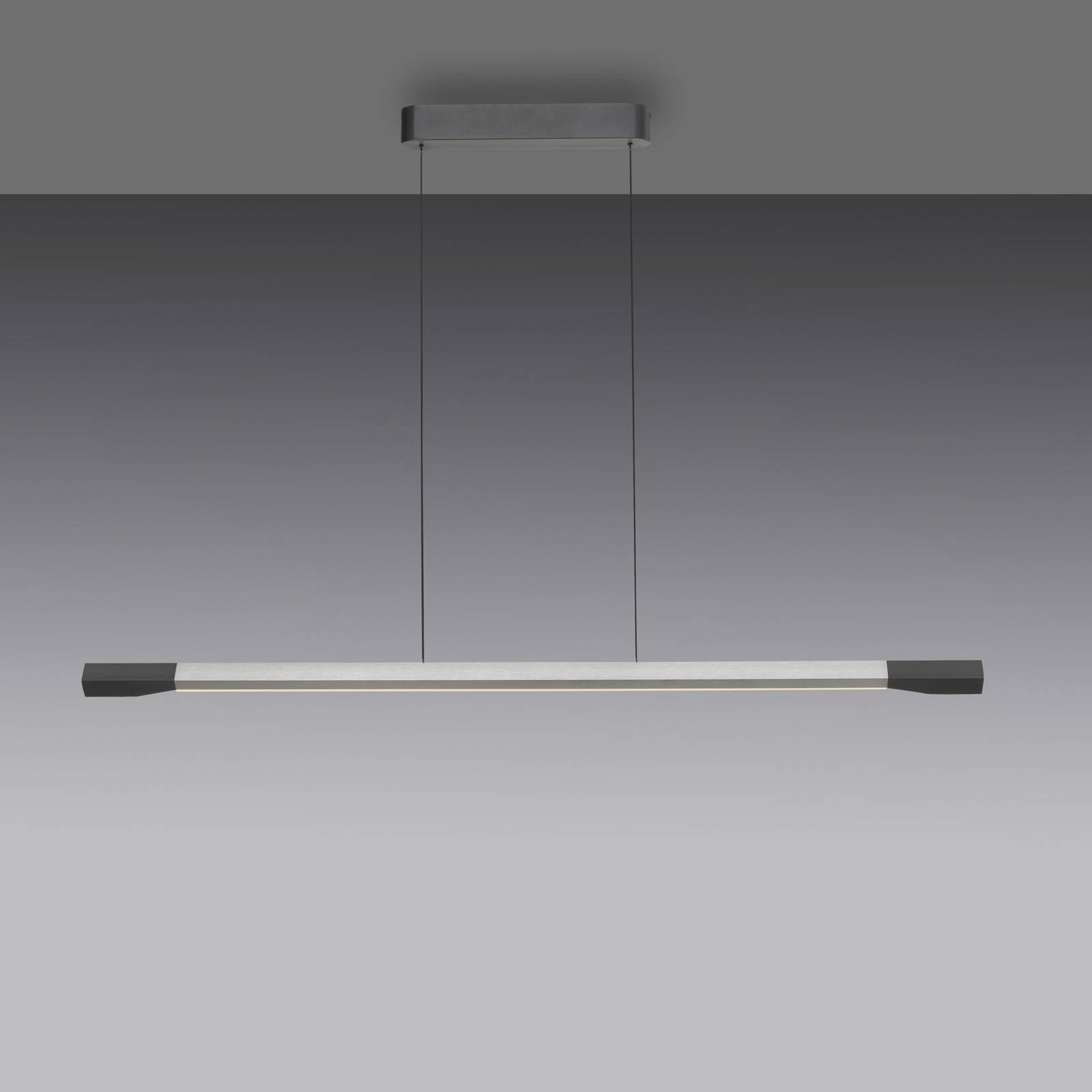 Paul Neuhaus Lampa wisząca LED Hoop, kolor aluminium, 128 cm, ściemniana