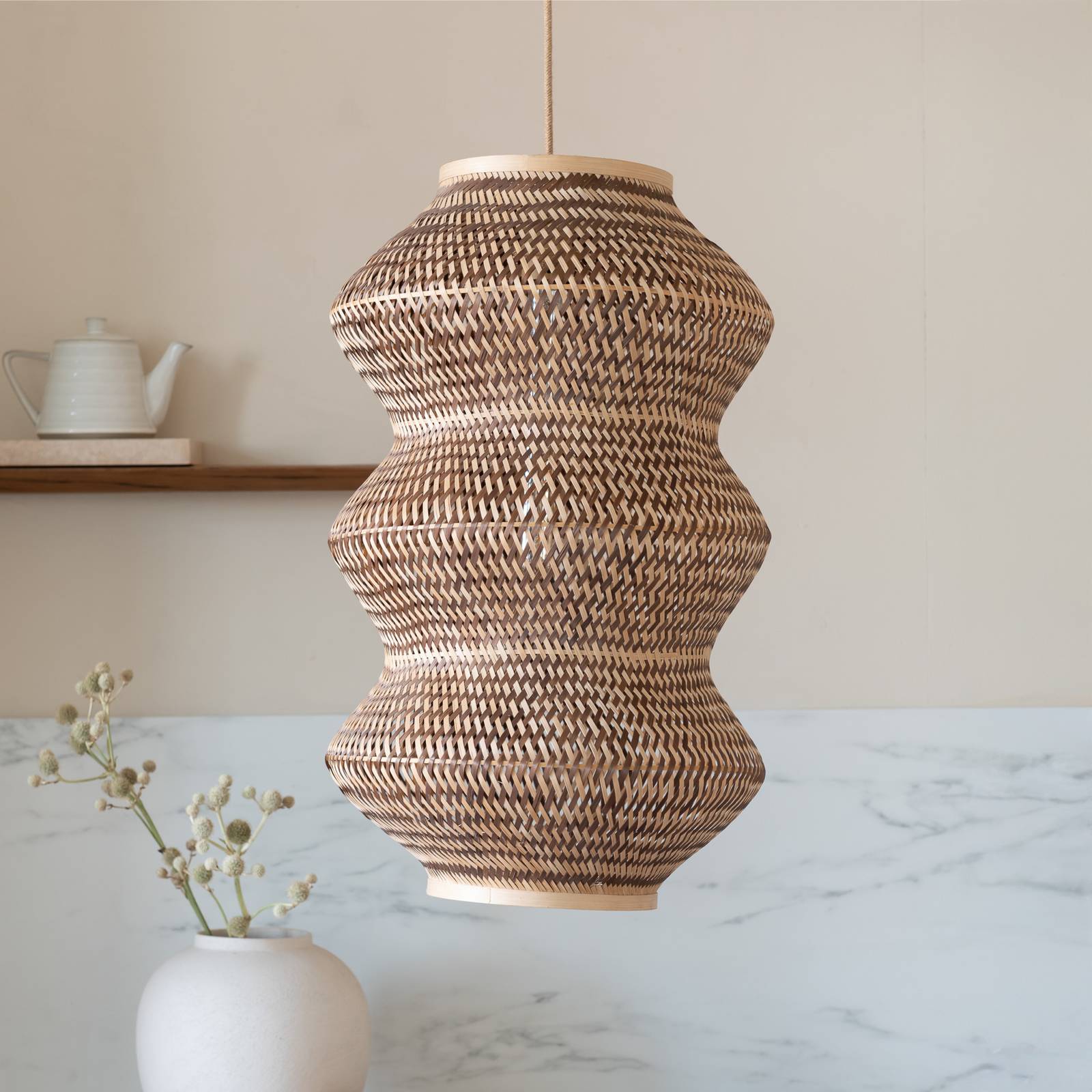 GOOD & MOJO Suspension Barbados, naturel/marron, Ø 40 cm, E27