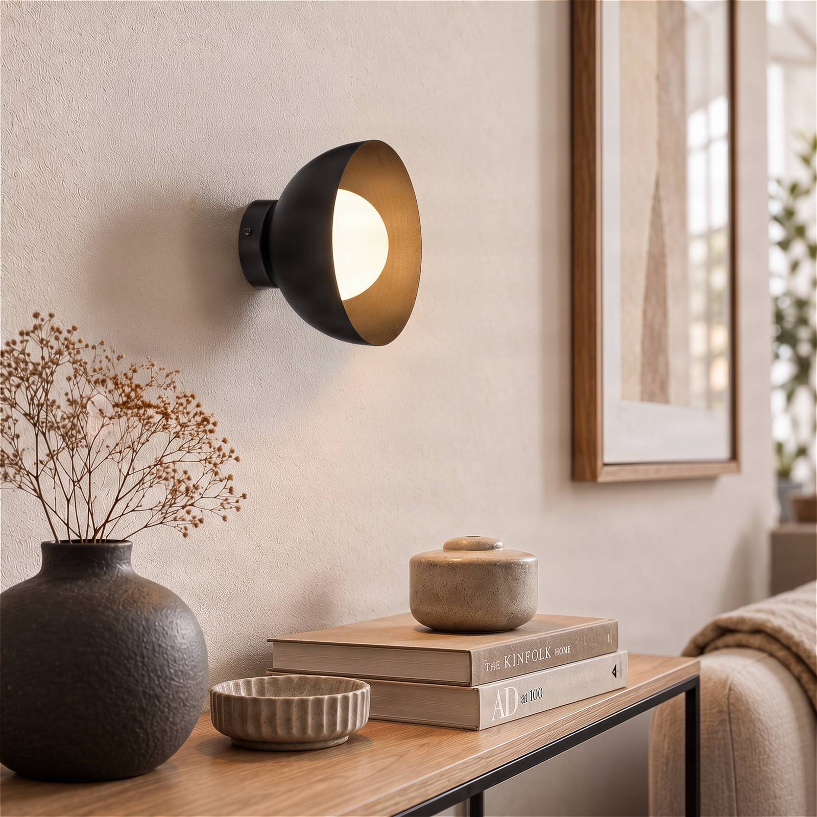 EMIBIG LIGHTING wandlamp Bibi K1, zwart, staal/glas, Ø 18 cm