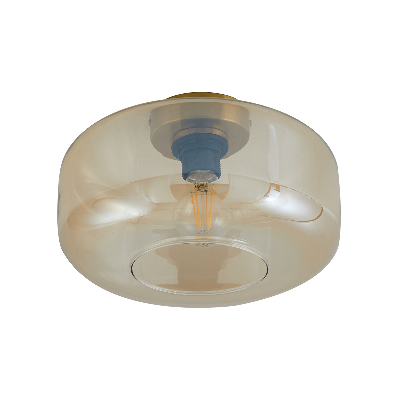 Lindby ceiling light Hildur, Ø 28.5 cm, amber, glass