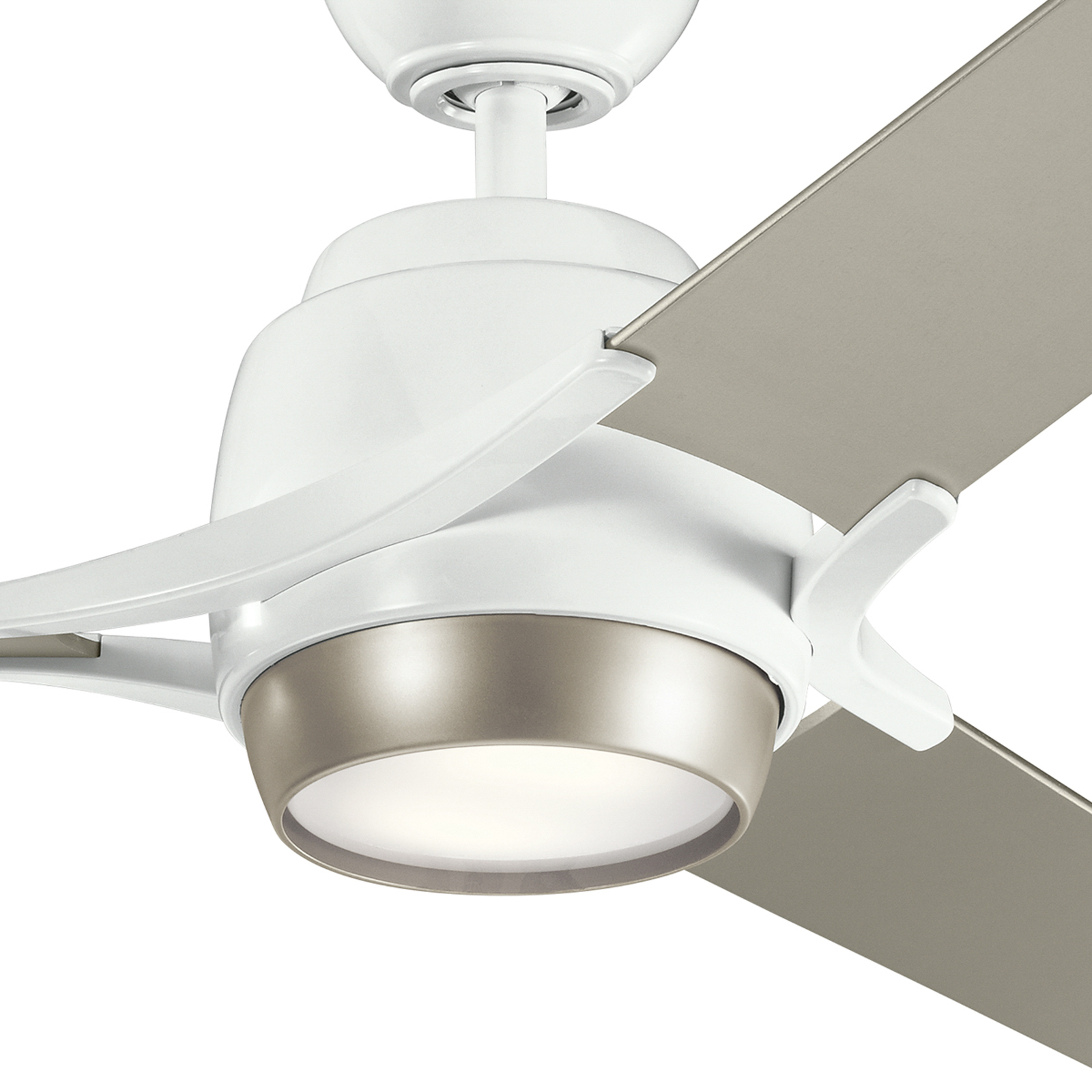 Zeus LED ceiling fan three-blade white and silver