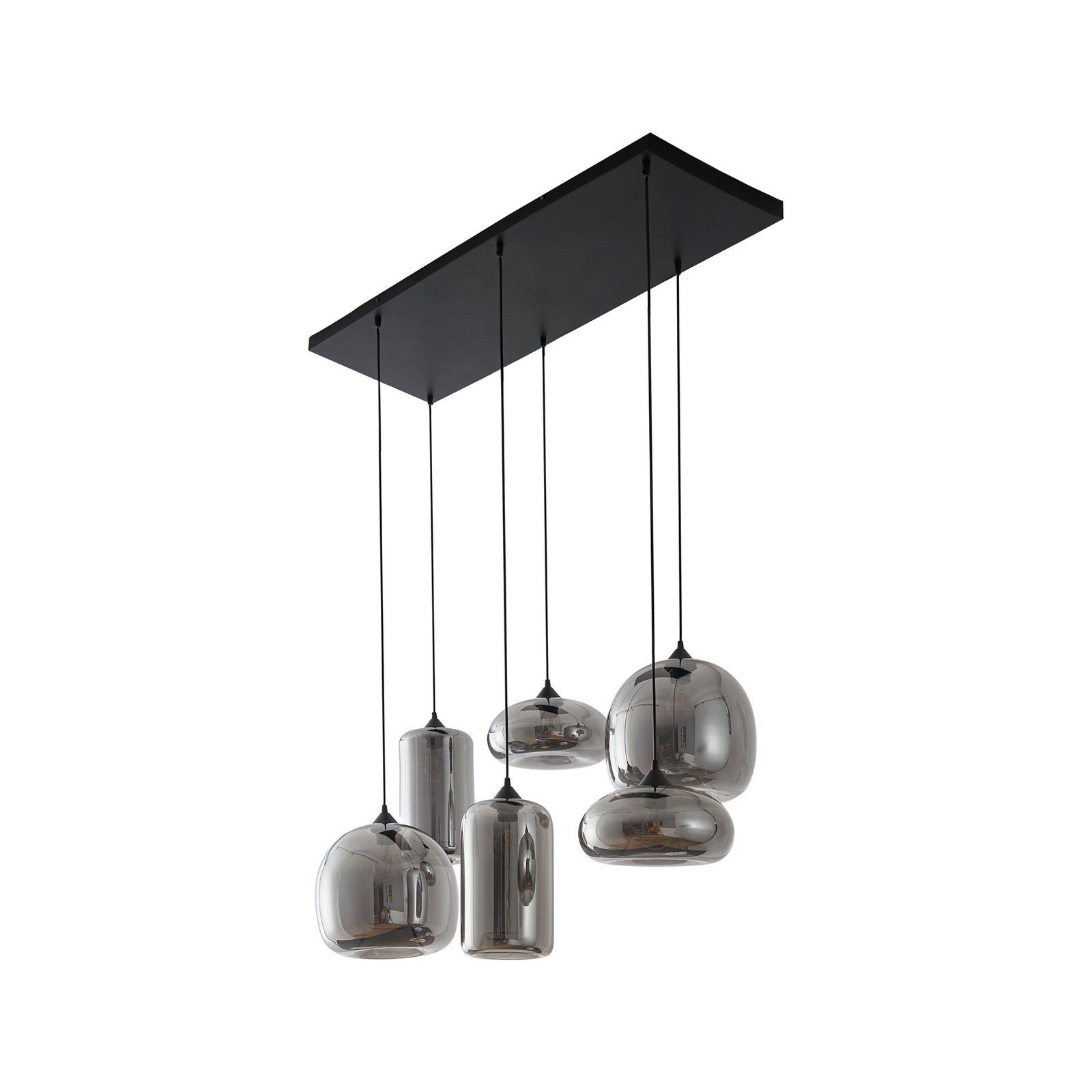 Lindby Hängeleuchte Marla, 6-flammig, Glas, rauchgrau