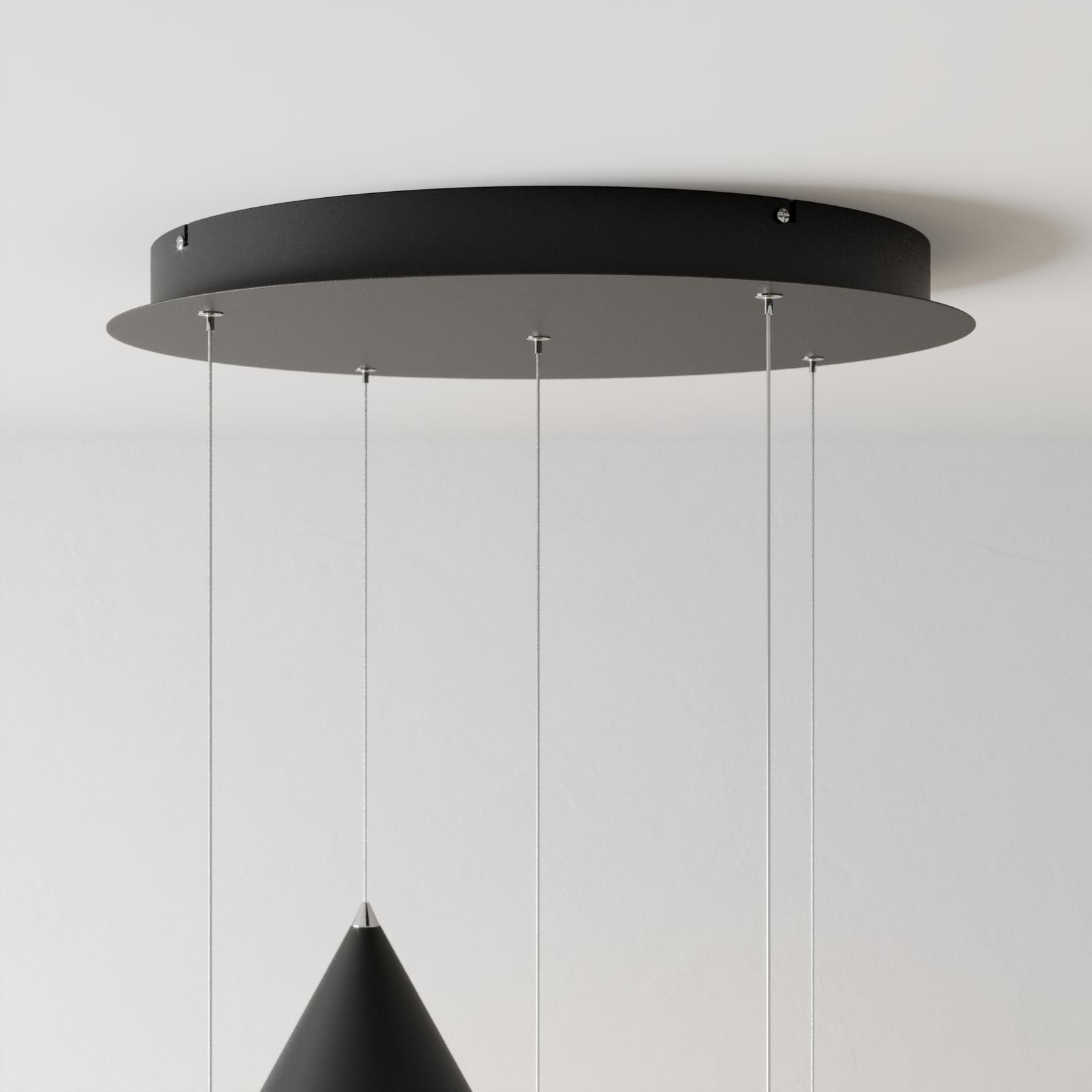 Lucande LED hanglamp Livan, zwart, 5-lamps