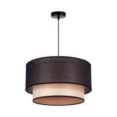 Lámpara colgante Euluna Cedrik, organza negra, chapa de fresno