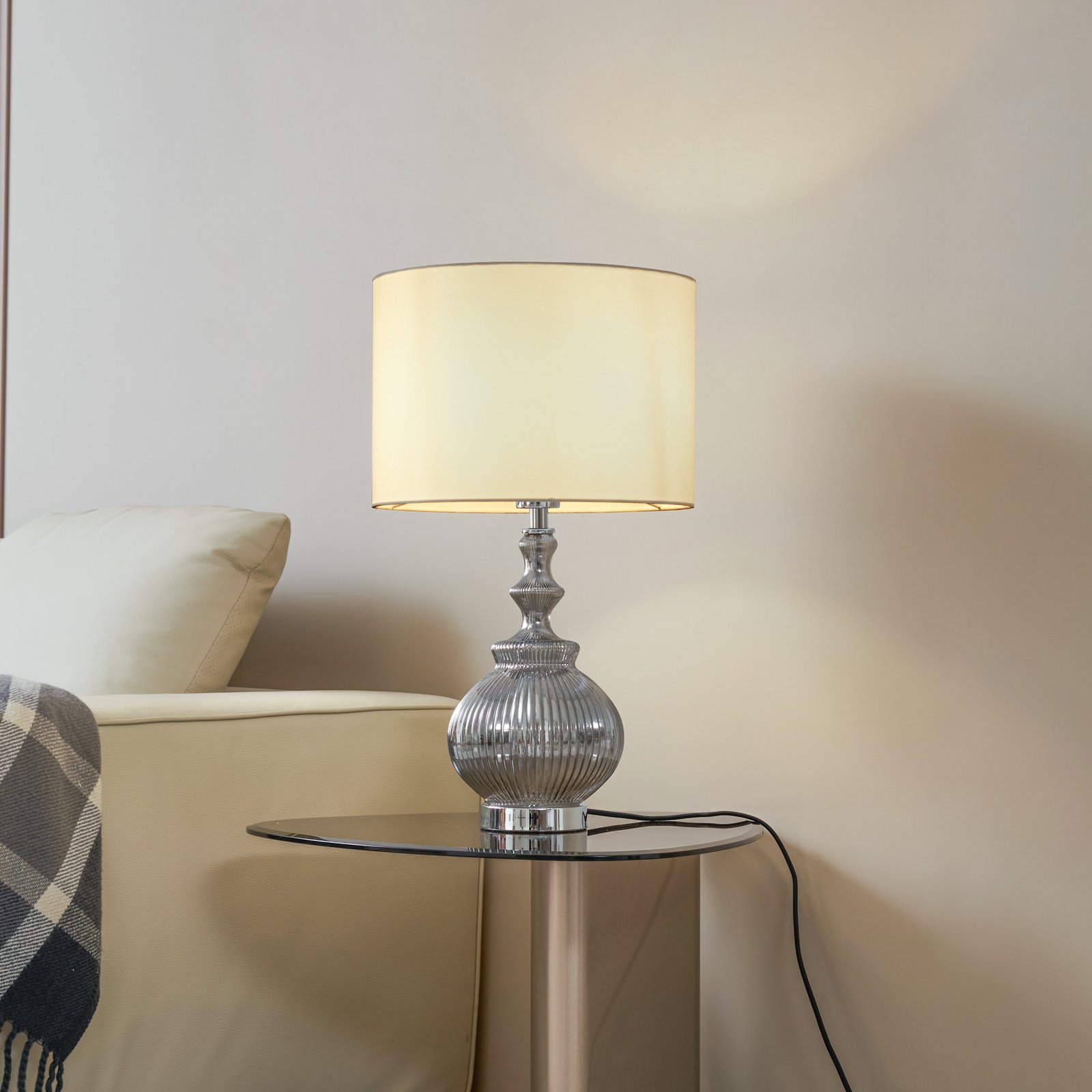Loraine Table Lamp White/Grey - Lindby