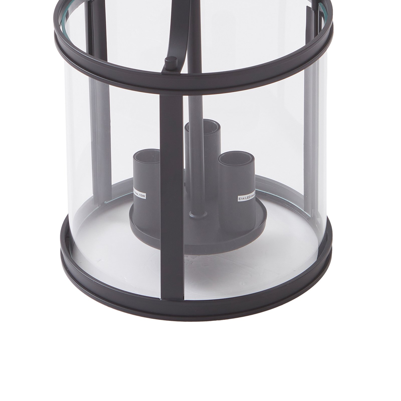 Lucande plafonnier Eryk, Ø 23 cm, noir, verre, à 3 lampes