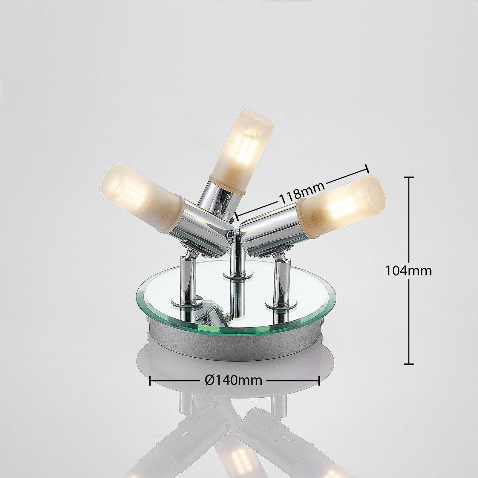 Łazienkowa lampa sufitowa Zela, 3-pkt., chrom