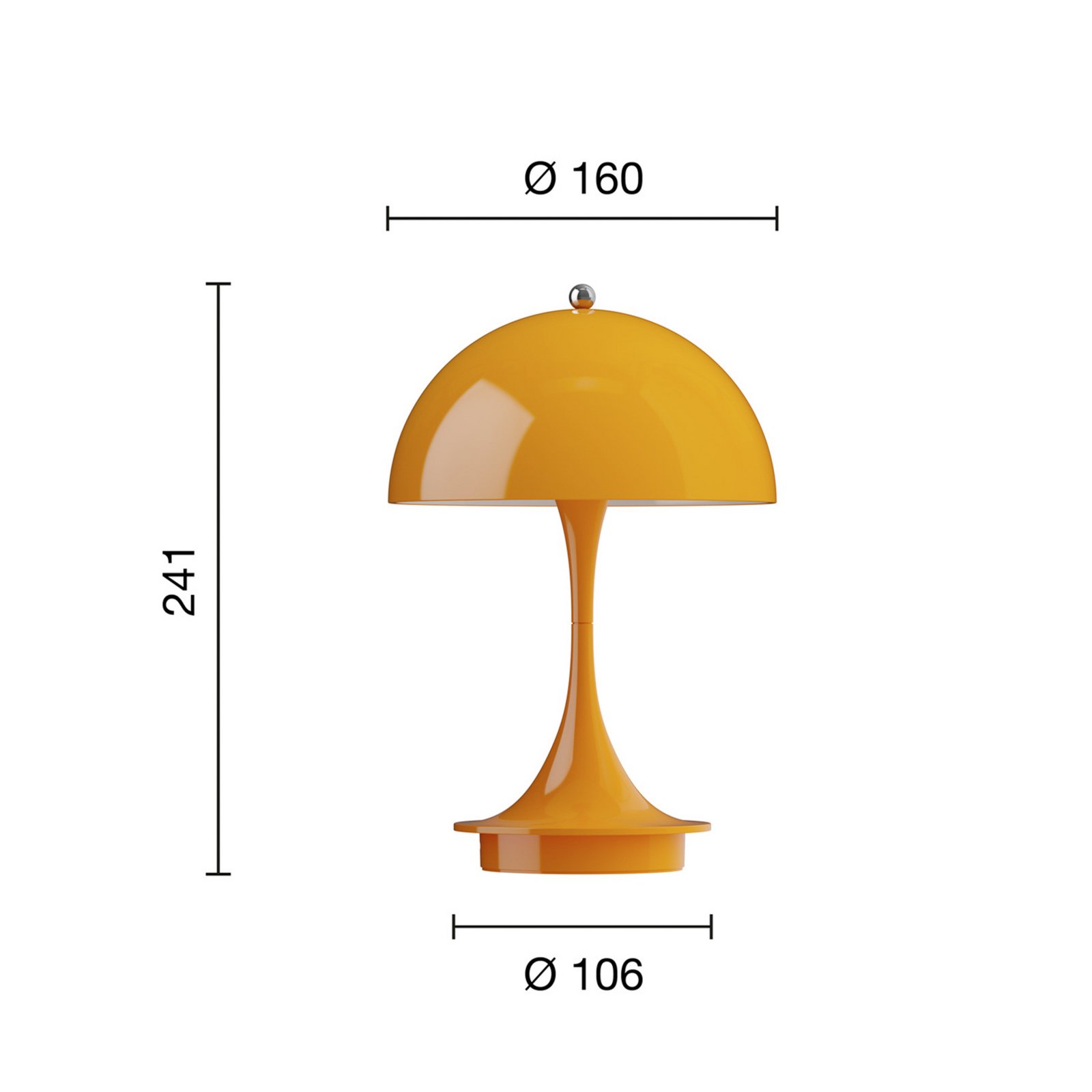 Panthella 160 Portable Table Lamp V3 Opaque Orange - Louis Poulsen