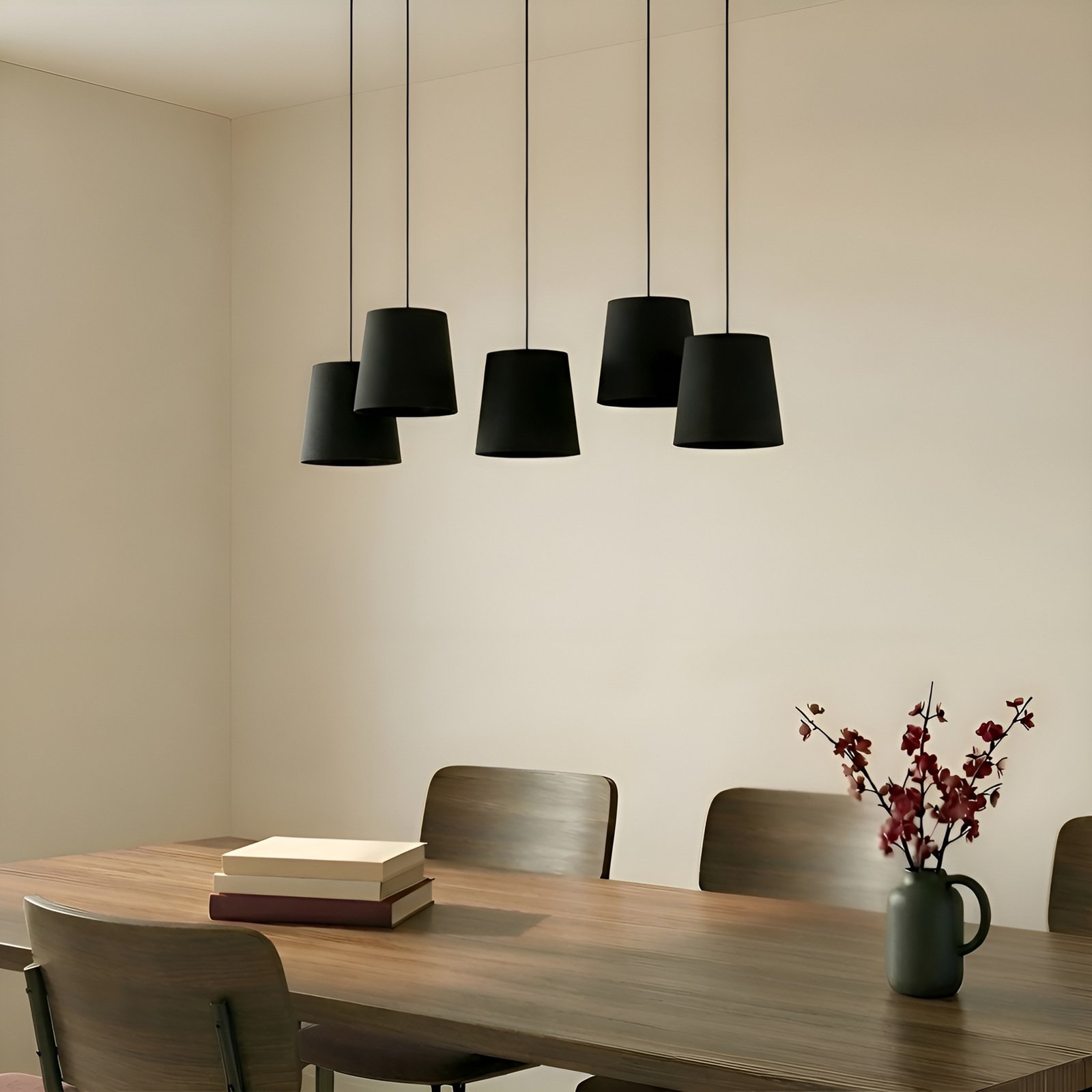 Lampa wisząca Lucande Thamila, czarna, żelazo