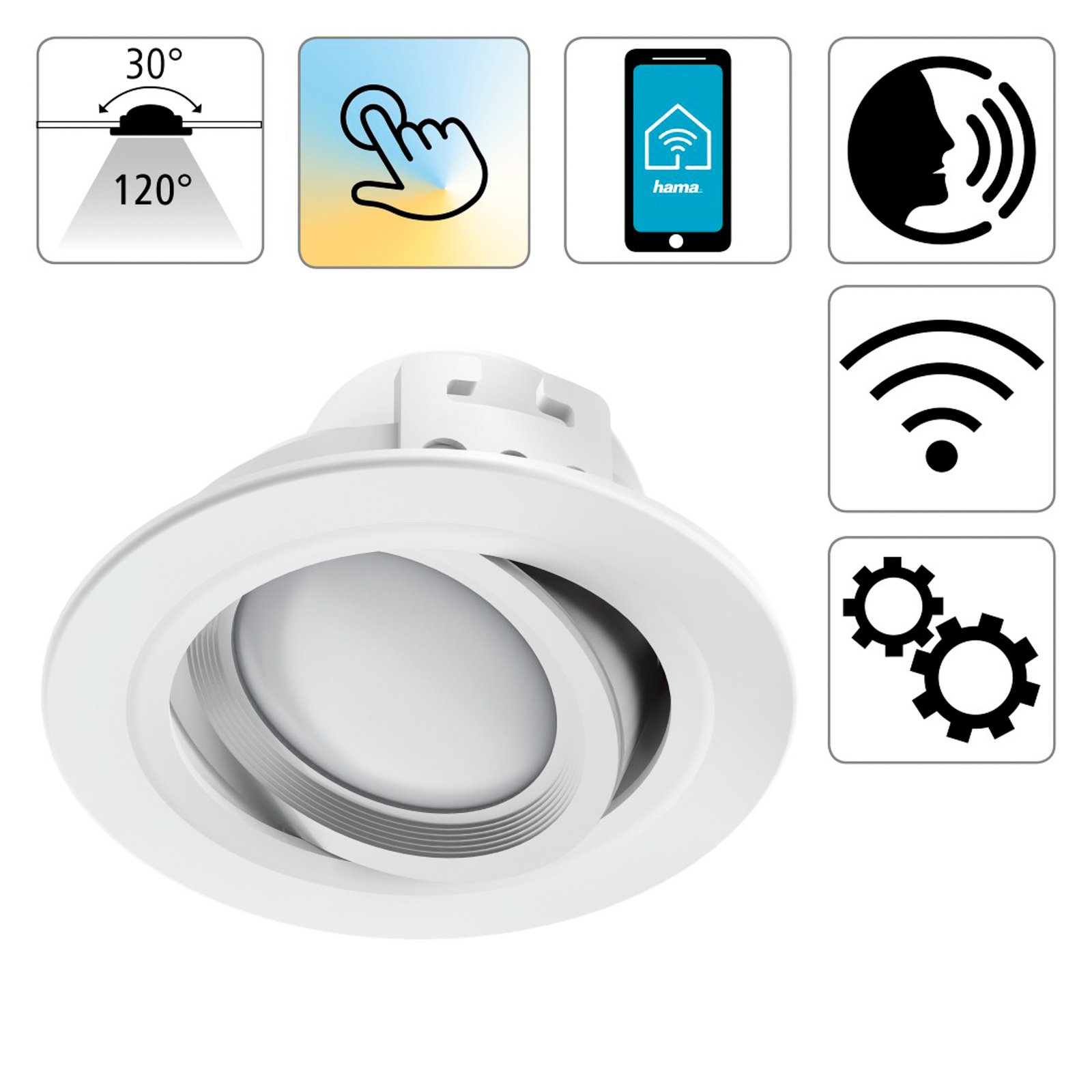 Hama WLAN LED-Einbauspot, App-Steuerung CCT weiß