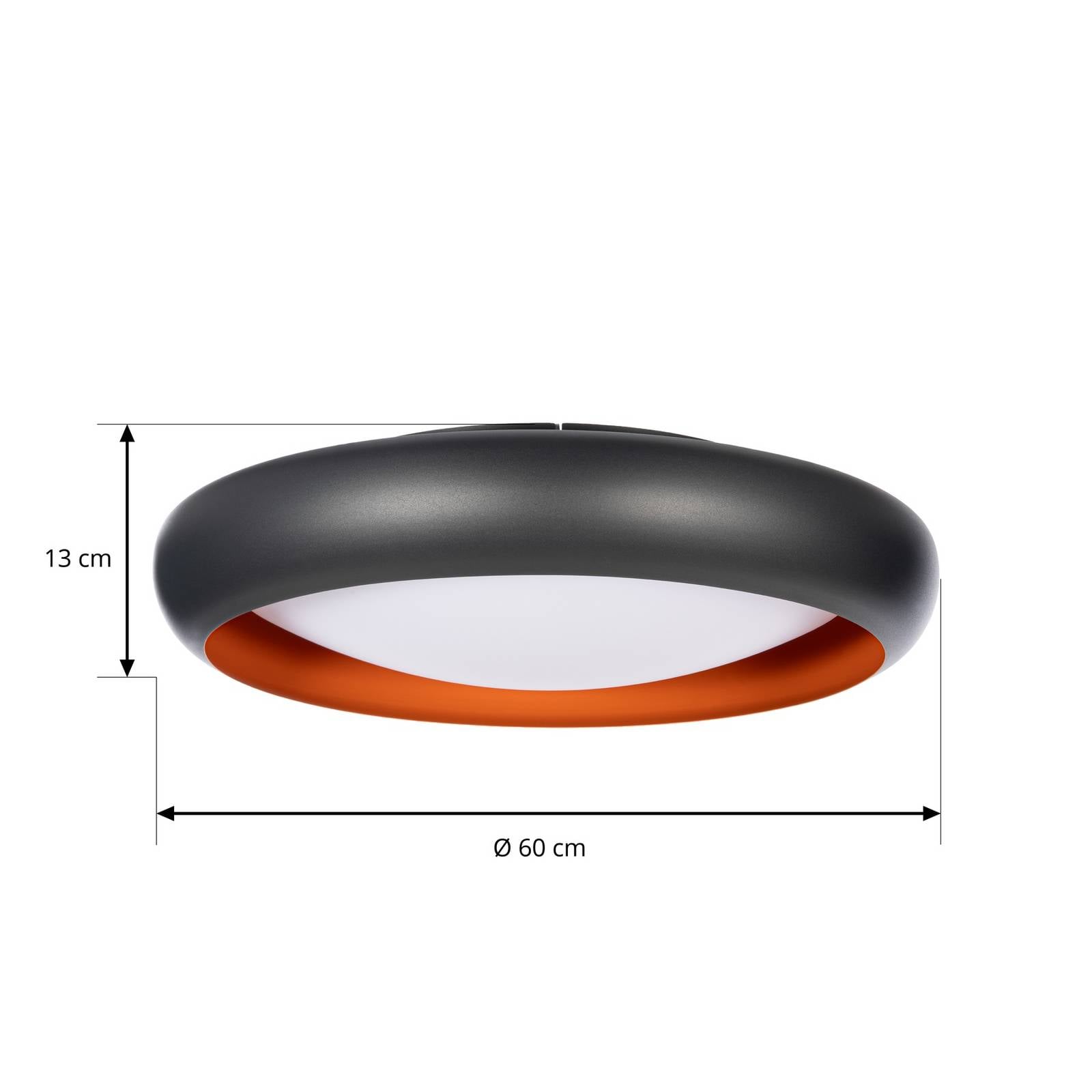 Lampa sufitowa LED Lindby Serava, czarna, Ø 60 cm, ściemniana