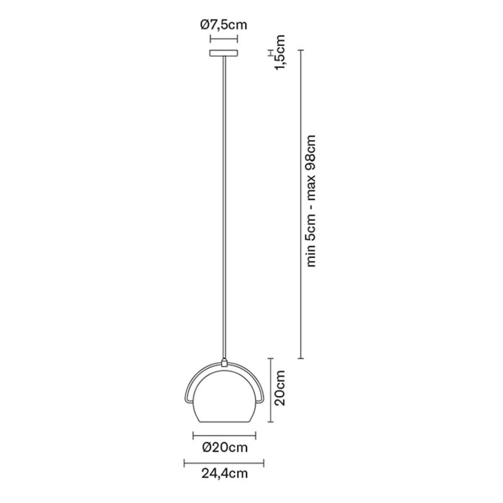 Fabbian Beluga white glazen hanglamp, Ø 20 cm