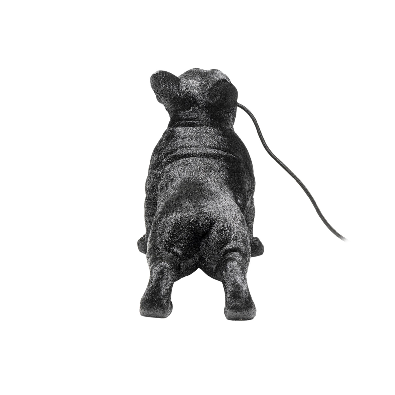 Kare candeeiro de mesa Toto, preto, resina sintética, figura de cão