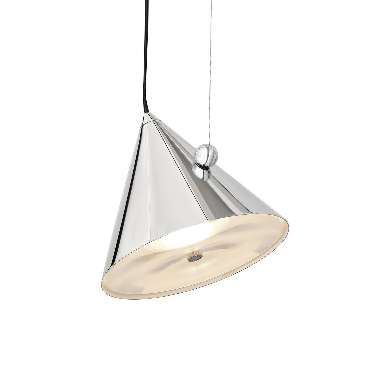 Tom Dixon LED-Hängelampe Pose, silber, Ø 25 cm, Stahl, dim