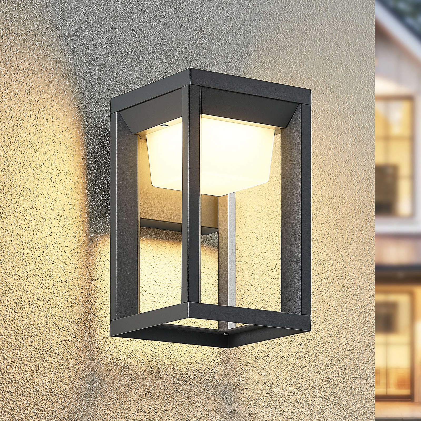 Prios Gamion LED outdoor wall lamp, aluminium