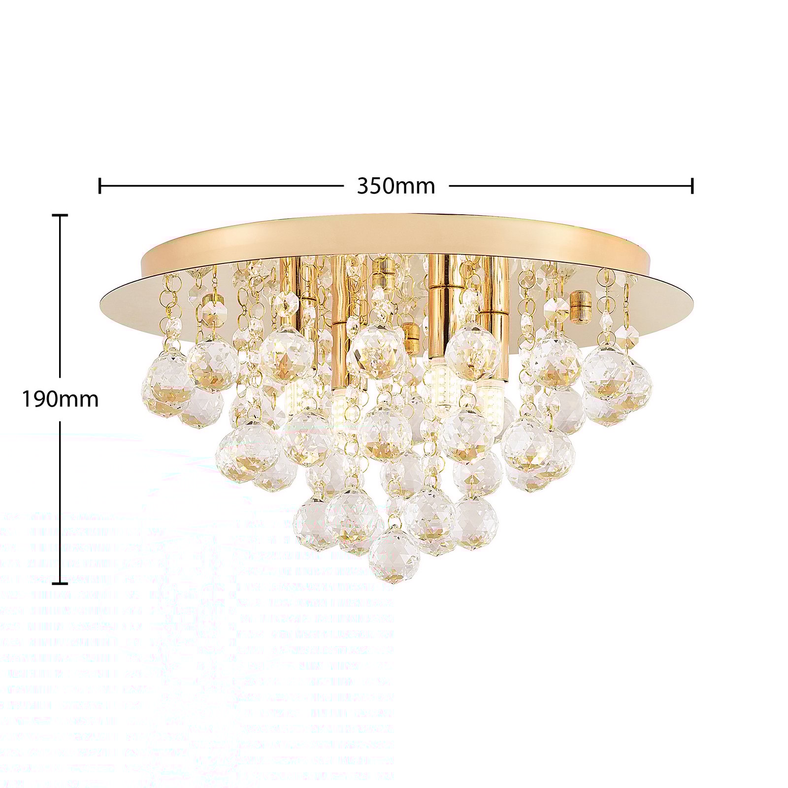 Gillion 4 Lámpara de Techo Crystal/Gold - Lindby