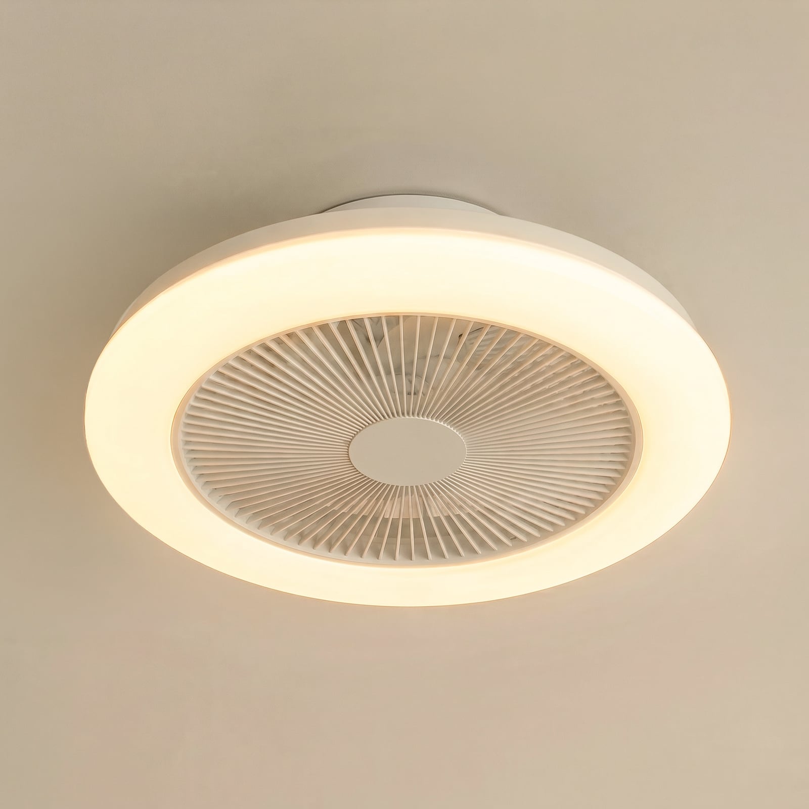 Vedin LED ceiling fan, Ø 45 cm, RGBW, dimmable, white, DC - Lindby Vedin LED ceiling fan, Ø 45 cm, RGBW, dimmable, white, DC - Lindby