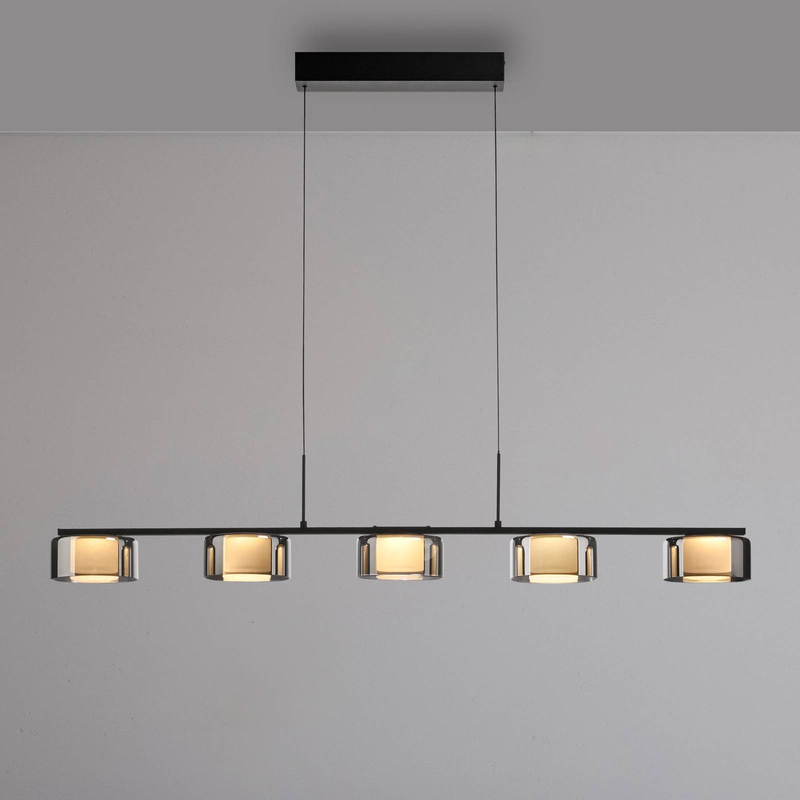 Paul Neuhaus Suspension LED Rika noir longueur 119 cm