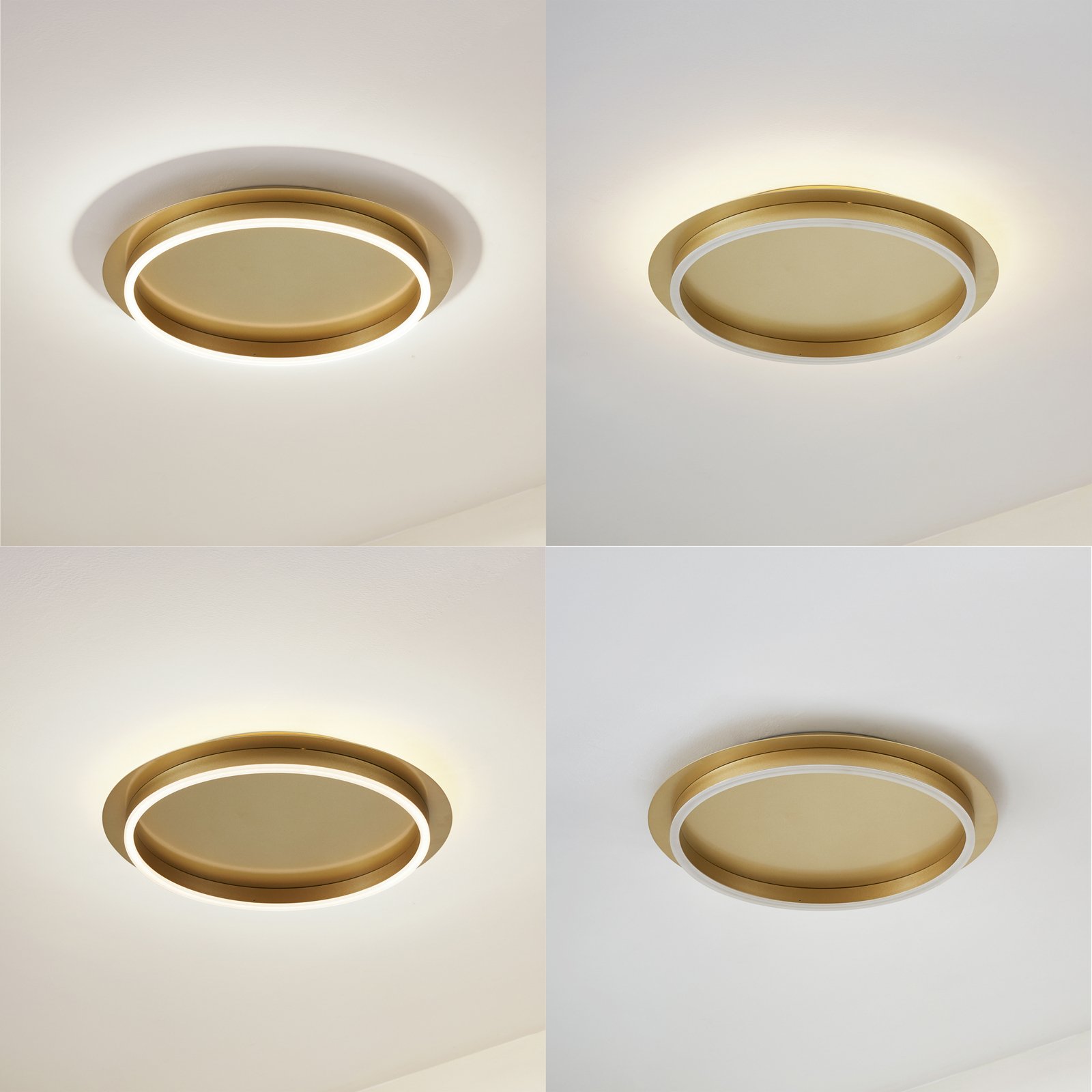 Lindby LED griestu lampa Kunis, zelta krāsā, plastmasas, Ø 46cm